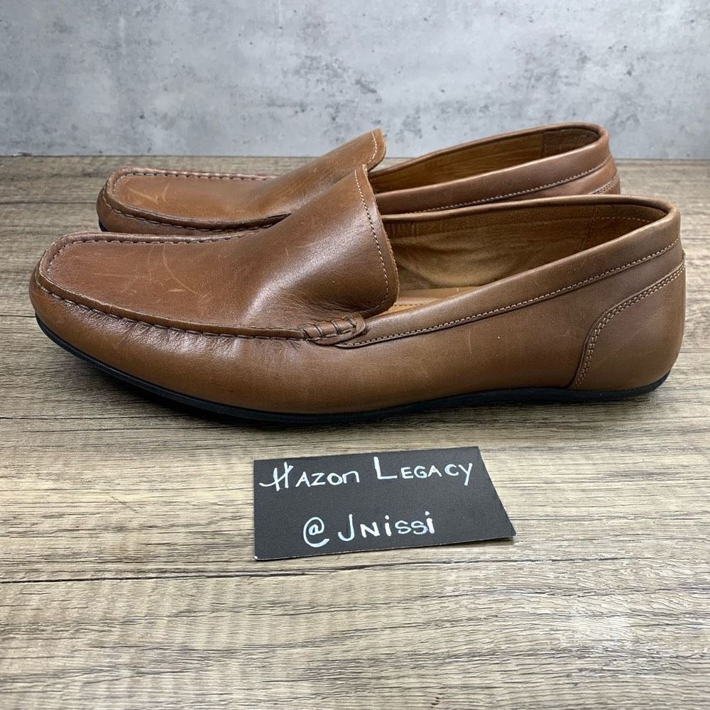 ‎Alfani~Men’s~”Holden” Brown Leather Slip-on Loafers~Size 10.5